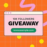 Giveaway Facebook post template for online fashion shop, retro Memphis style vector