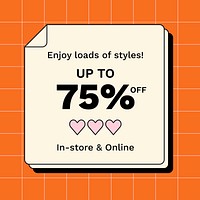 Sale Instagram post template, editable fashion advertisement vector