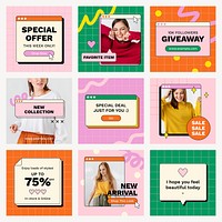 Fashion brand Facebook post templates, advertisement for small business design set vector