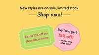 Sale Facebook cover template, editable fashion advertisement psd