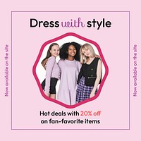 Sale Instagram post template, editable fashion advertisement vector