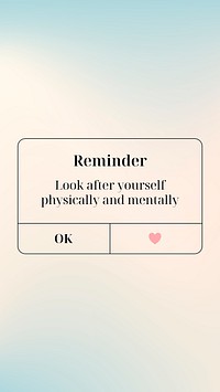 Reminder Instagram story template, cute self love design vector