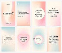 Self love Facebook story templates, pastel gradient design set vector