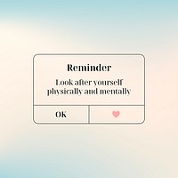 Reminder Instagram ad template, cute self love design vector