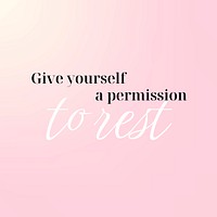 Self love quote Instagram post template, aesthetic pink design vector