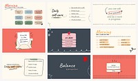 Self care Facebook cover templates, healthy lifestyle design set vector