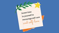 Self care Facebook cover template, inspirational quote design psd