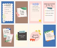 Checklist Facebook story templates, healthy lifestyle design set vector