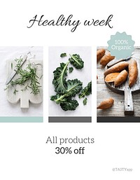 Healthy diet flyer template, editable food design psd 