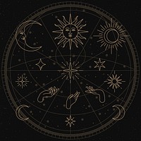 Celestial & star clipart, aesthetic design vector