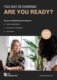 Financial planning poster template, tax advisor service psd