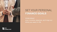 Finance goals Facebook cover template, business consulting, beige design vector