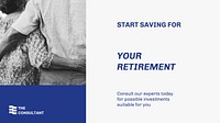 Retirement planning Facebook cover template, financial consulting service, blue design vector