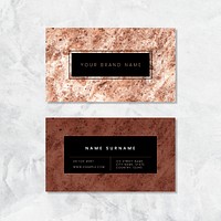 Golden brown marble business card design vector