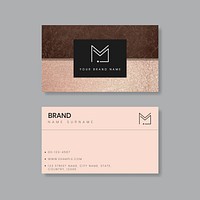 Brown glitter business card vector