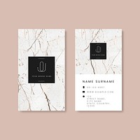 Pink marble business card design vector