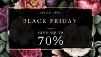 70% off sign on a floral garden background vector