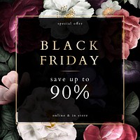 Black Friday sign on a floral garden background vector