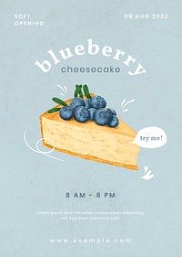 Blueberry cheesecake poster template illustration
