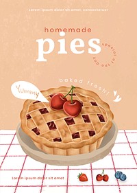 Homemade pies poster template illustration