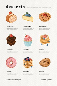 Hand drawn bakery menu chart Pinterest template vector