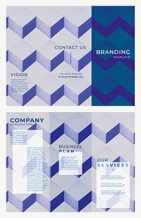 Tri-fold brochure template vector for branding modern style set