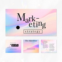 Pastel marketing strategy template set vector