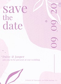 Pink and white wedding invitation card template vector