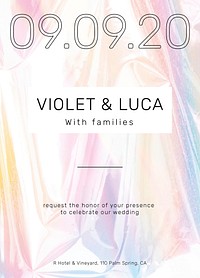 Colorful wedding invitation card template vector