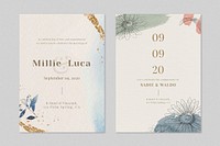 Beige wedding invitation card template vector set
