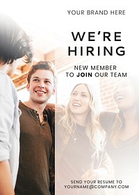 We&#39;re hiring new member to join our team poster template vector