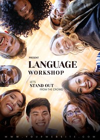 Language workshop poster template mockup