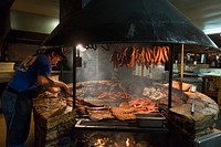 Barbecue Pit at the original Salt Lick BBQ, a barbecue restaurant in Dripping Springs, in Hays County, Texas, south of Austin.