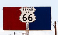 A representation of the sign for the Texas portion of the old U.S. Highway 66, posted during a short portion of that road still existing in Amarillo, Texas. Original image from <a href="https://www.rawpixel.com/search/carol%20m.%20highsmith?sort=curated&amp;page=1">Carol M. Highsmith</a>&rsquo;s America, Library of Congress collection. Digitally enhanced by rawpixel.