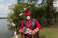 Victor Gomez, whose heritage is Seneca, at the Celebrations of Traditions Pow Wow, an official Native American Pow Wow this is part of the annual, month-long Fiesta San Antonio in Texas.