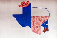 A fanciful map of Texas, depicted on a downtown wall in Pecos, the seat of Reeves County. Original image from <a href="https://www.rawpixel.com/search/carol%20m.%20highsmith?sort=curated&amp;page=1">Carol M. Highsmith</a>&rsquo;s America, Library of Congress collection. Digitally enhanced by rawpixel.