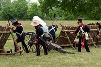 The Mexican artillery goes into action at the annual Battle of San Jacinto Festival and Battle Reenactment, a living-history retelling and demonstration of the historic Battle of San Jacinto.