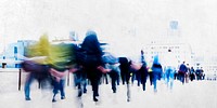 Abstract blurred business people commuting during rush hour