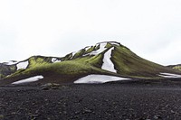 Hiking the Laugavegur trail. Original public domain image from Wikimedia Commons