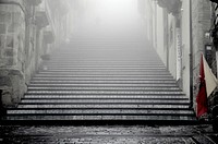 View of a street staircase with reused tiles. Staircase of Santa Mar&iacute;a del Monte, Caltagirone. Original public domain image from Wikimedia Commons