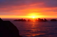 Sunset in Bandon, Maine, USA. Original public domain image from Wikimedia Commons