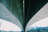 Under the freeway bridge. Original public domain image from Wikimedia Commons