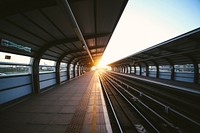 Morning train station. Original public domain image from <a href="https://commons.wikimedia.org/wiki/File:West_Silvertown_DLR_station_by_Charles_Forerunner_2014_(Unsplash).jpg" target="_blank">Wikimedia Commons</a>