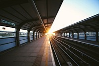 Morning train station. Original public domain image from Wikimedia Commons