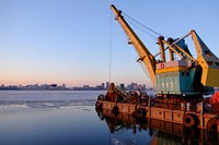 Construction crane. Original public domain image from Wikimedia Commons