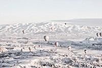 Hot air balloons. Original public domain image from Wikimedia Commons