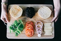 Hamburger ingredients. Original public domain image from Wikimedia Commons