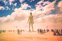 Burning Man, Black Rock City, United States. Original public domain image from Wikimedia Commons