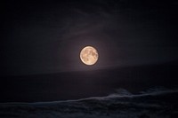 Full moon in the night sky. Original public domain image from Wikimedia Commons