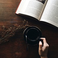 Coffee and book. Original public domain image from Wikimedia Commons